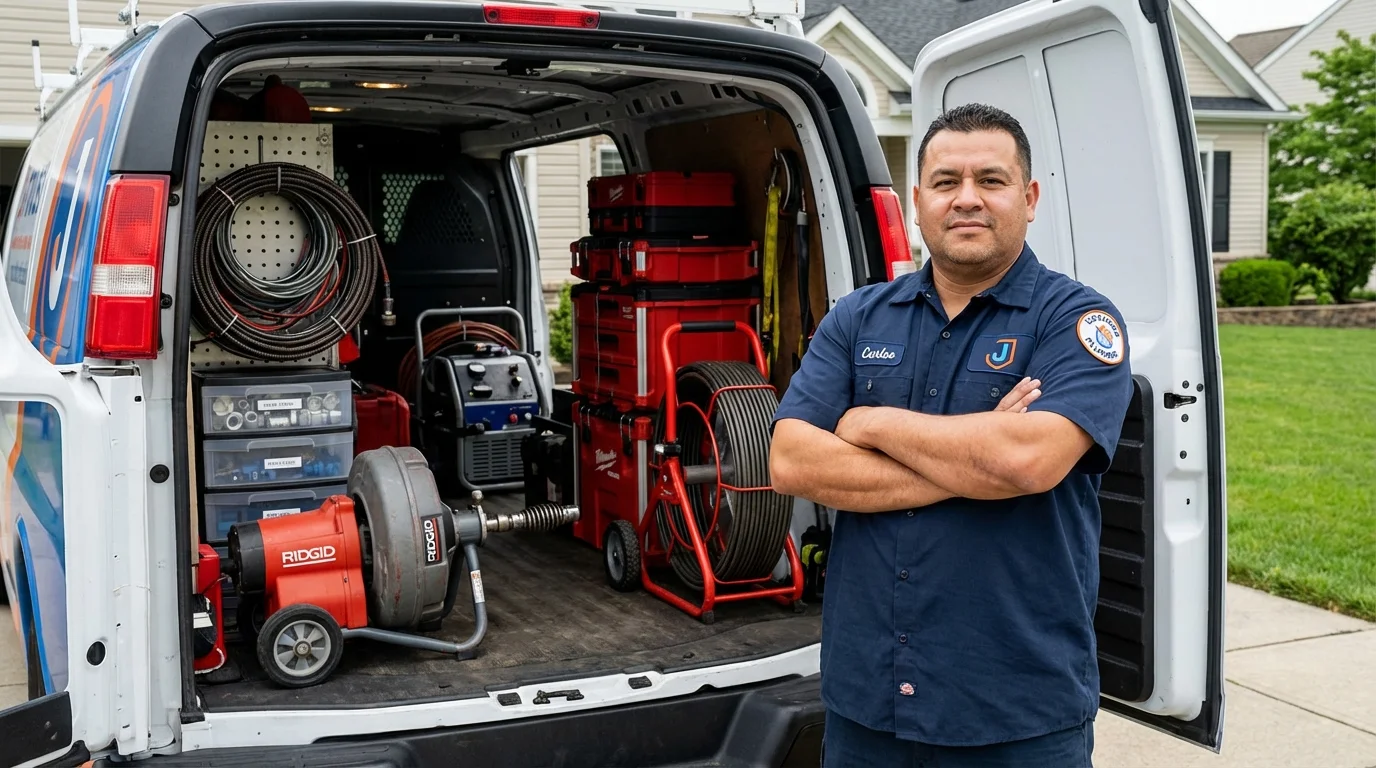 Professional drain cleaning equipment and Johns Plumbing LLC plumber in Long Island City
