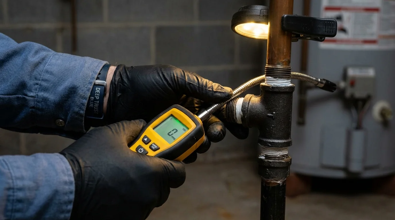 Gas leak detection with electronic sniffer by Johns Plumbing LLC in Long Island City
